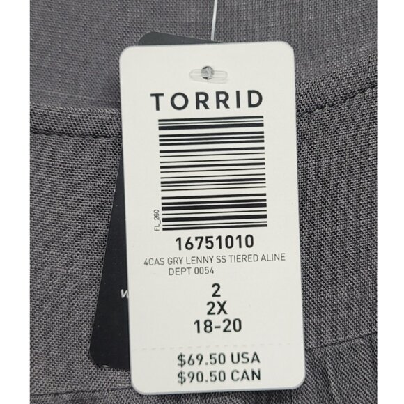 NWT Torrid 2 Grey Mini Textured Rayon Tiered Dress 2X 18 20 - Picture 9 of 10
